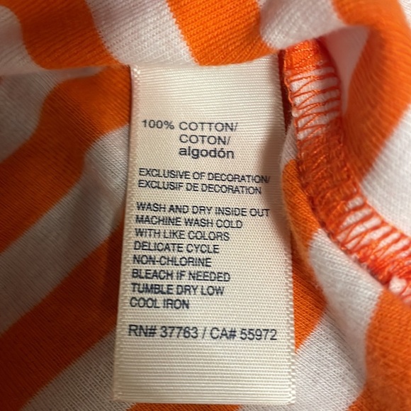RAFAELLA weekend woman’s orange white striped top 100% cotton boat neck size L - Picture 9 of 9